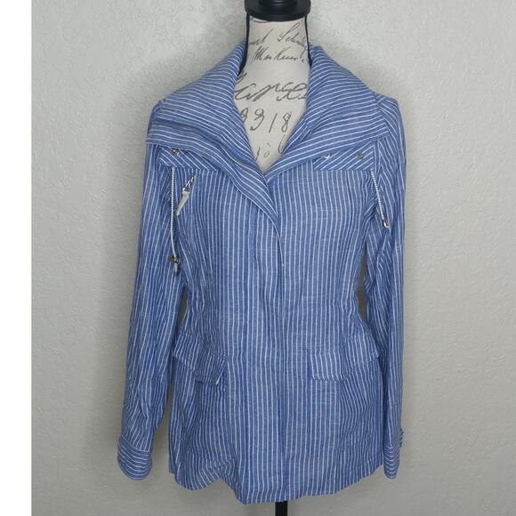 Vernacular Striped Zip Front Jacket with Hood Size S (cl) - Picture 4 of 8